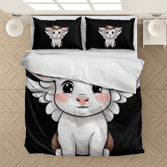 Heavenly Bond: Cow & Calf with Angel Wings Bedding Sets