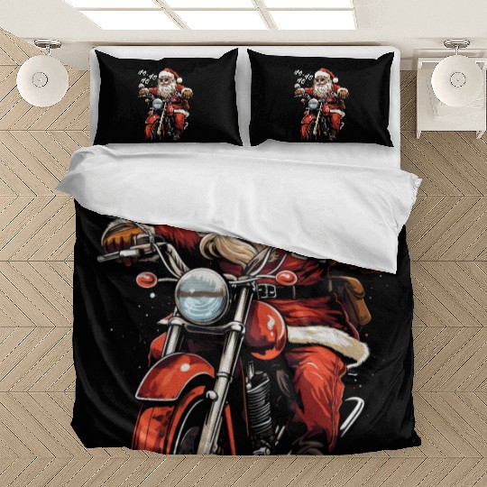 Motorcyclist Santa Claus Motorcycle Christmas Bedding Sets