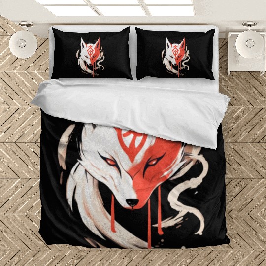 Kitsune Maske Japan Anime Kumiho Fox Samurai Bedding Sets