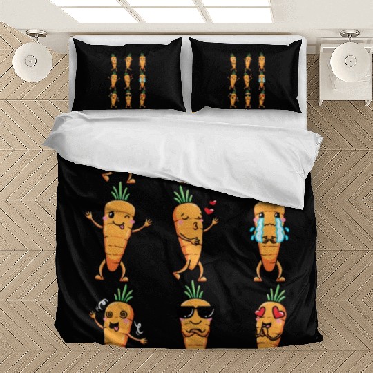 Carrot Emoticon Vegetable Vegan Vegetarian Bedding Sets