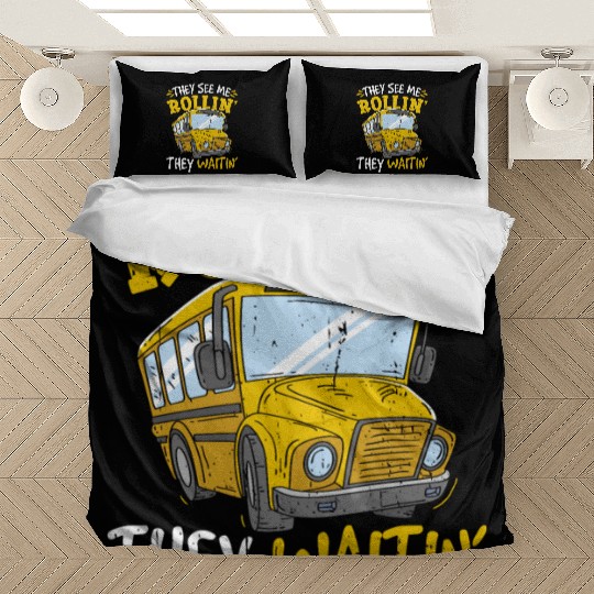 Funny School Bus Driver Bedding Sets