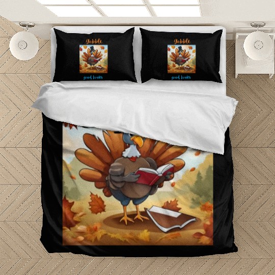 Gobble Good Book Thanksgiving Library Turkey Fall Bedding Sets
