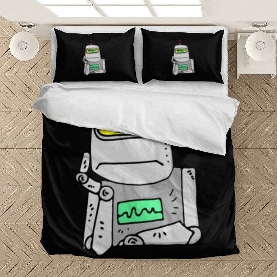 Interested Robot Funny Moody Bored Cartoon Joke Bedding Sets