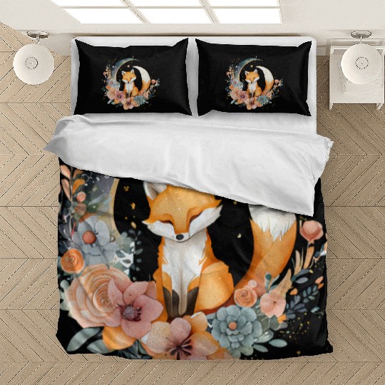 Lunar Lullaby: Cute Fox on the Moon Bedding Sets