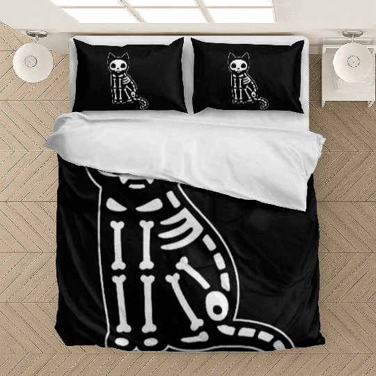 Skeleton Cat Halloween Bedding Sets