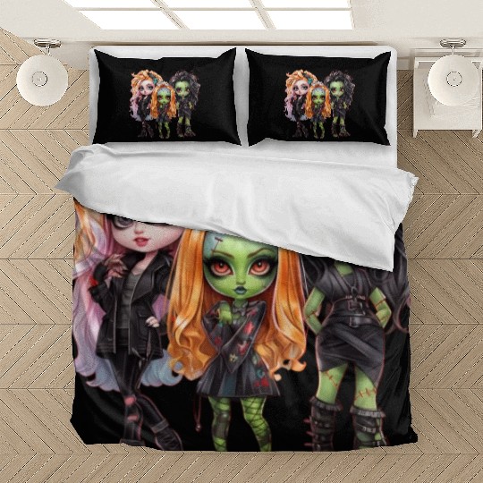 Gothic Trio: Green-Skinned Beauties Bedding Sets