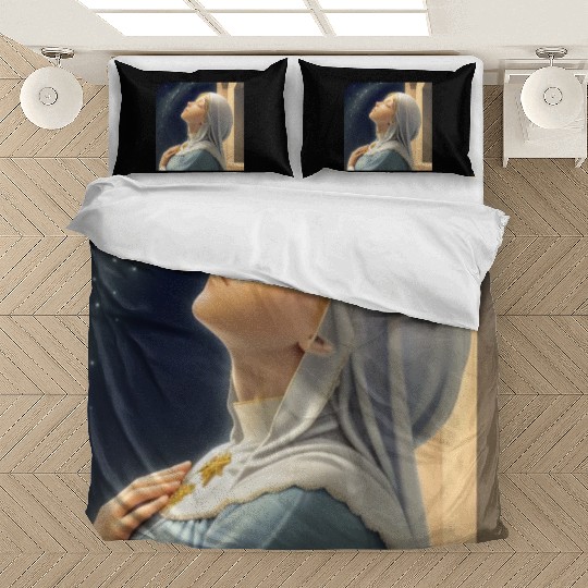 Virgin Mother Mary Praying on a Starry Night Bedding Sets