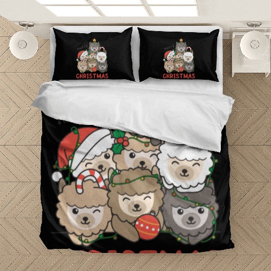 Alpaca Christmas Tree Merry Christmas Bedding Sets