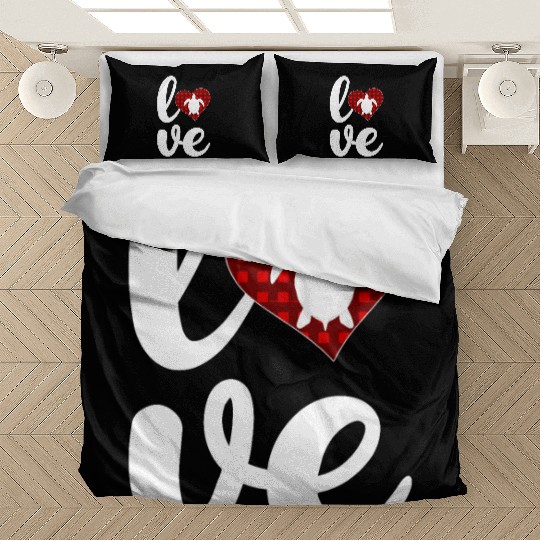 Sea Turtle Lover Buffalo Plaid Love Turtle Bedding Sets