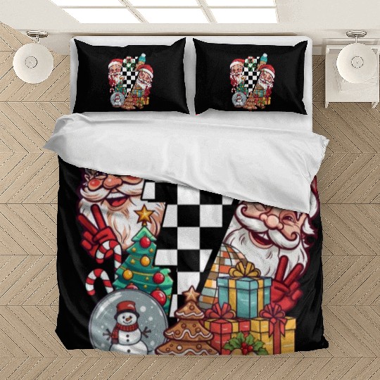 Retro Christmas, Santa, Groovy, Disco Ball, Frosty Bedding Sets