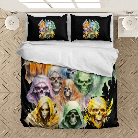 Scary Halloween Vintage Ghosts Skulls and Ghouls Bedding Sets