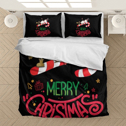 Merry Christmas Snowman, Lying On Candy Cane Bedding Sets