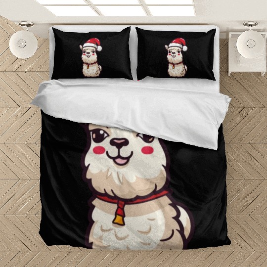 CUte Llama Wearing Santa Hat Bedding Sets