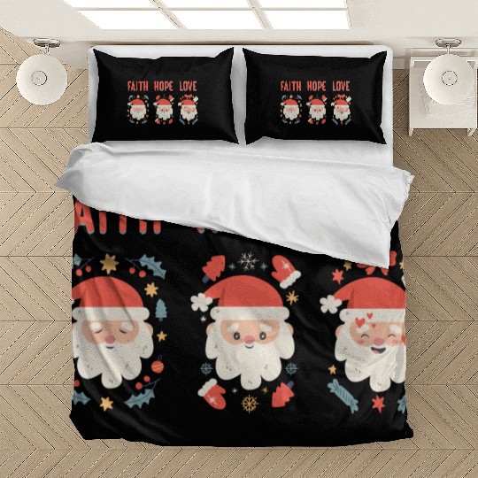 Religious Family Faith Hope Love Christmas Santa Bedding Sets