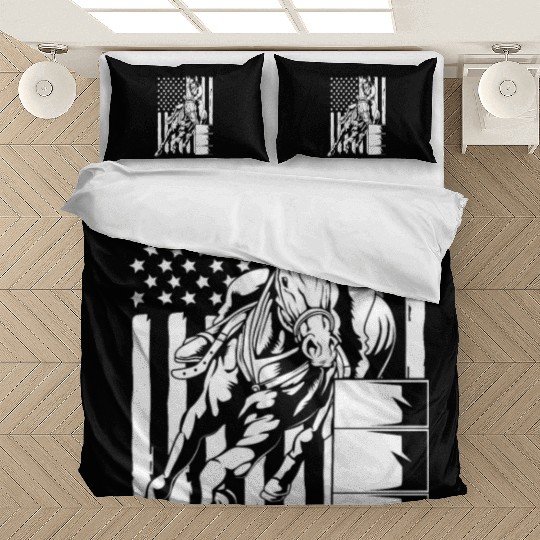 4th Of July Cowgirl Barrel Racing American Flag Bedding Sets