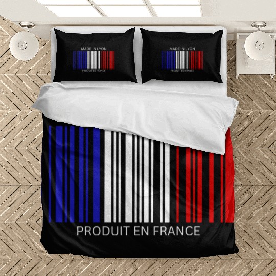 Lyon Barcode France Flag for French People Bedding Sets