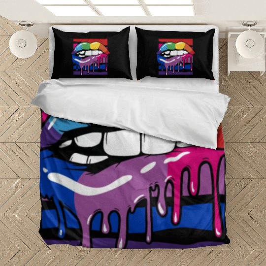Gay Rainbow Pride LGBTQ Bisexual Flag Rainbow Lips Bedding Sets