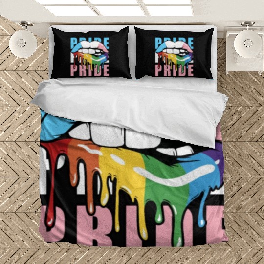 Transgender LGBTQ Flag Dripping Lips Rainbow Pride Bedding Sets