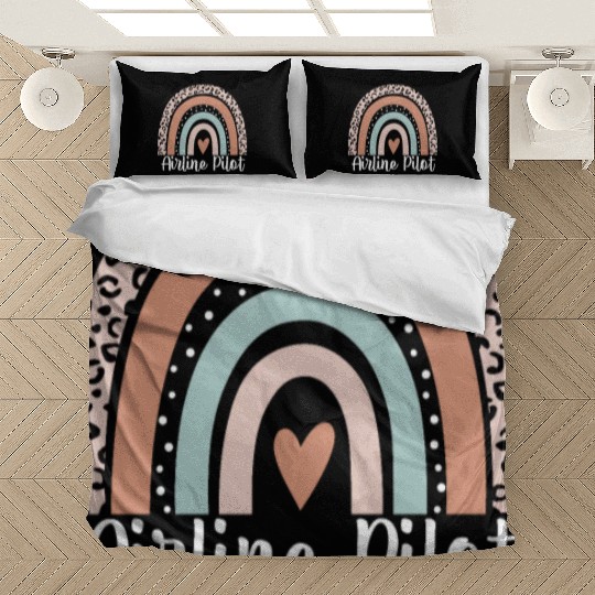 Airline Pilot Rainbow Leopard Funny Airline Pilot Bedding Sets