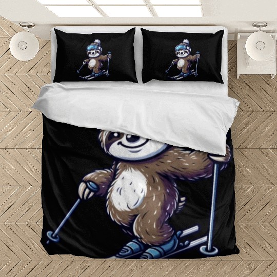 Relaxed Sloth Skier – Winter Fun on the Slopes Bedding Sets