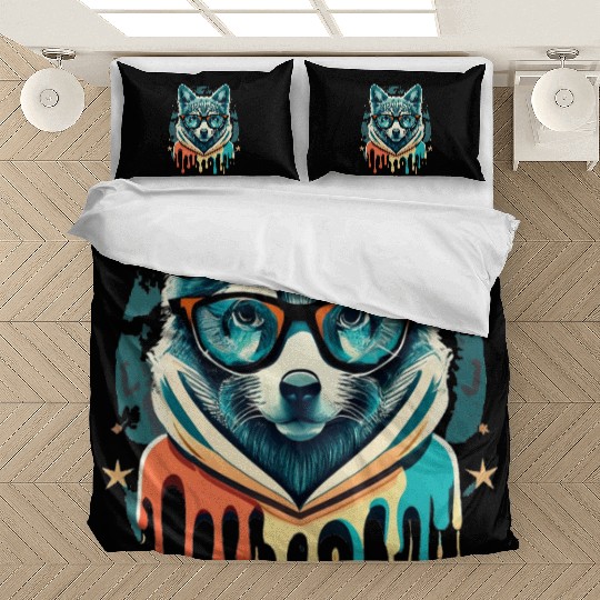Hipster Wolf Drip Bedding Sets