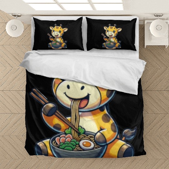 Cute Giraffe Eats Ramen Noodles Giraffe Ramen Bedding Sets