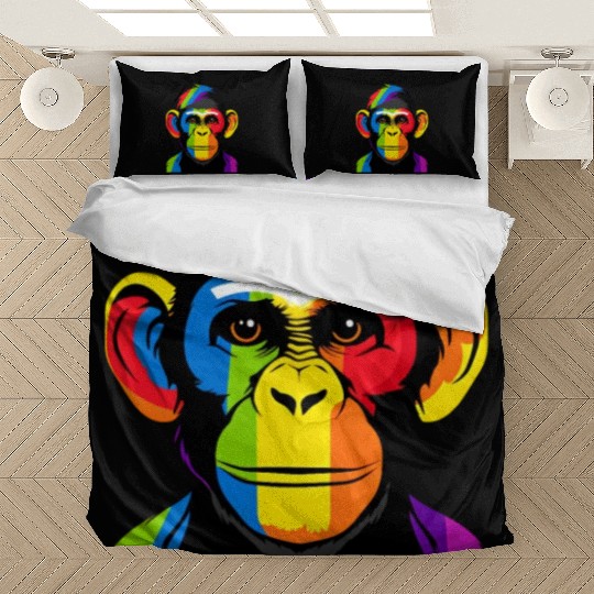 Expressive Chimpanzee in Colorful Graphic Artwork Bedding Sets