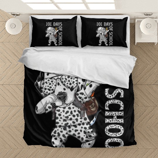 Dabbing 101 Days School Dalmatian Student Teacher Bedding Sets