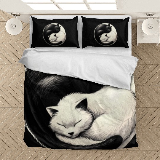 Yin and yang cats sleeping Bedding Sets
