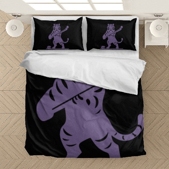 Tiger Hockey Player Silhouette Bedding Sets