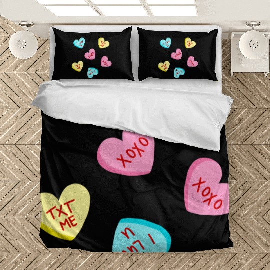 Sweet Candy Hearts Valentines Day Bedding Sets