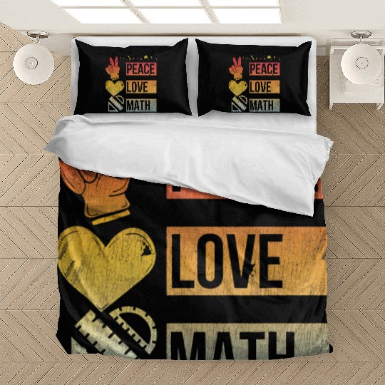 Math Teacher Peace Love Math Vintage Mathematic Bedding Sets