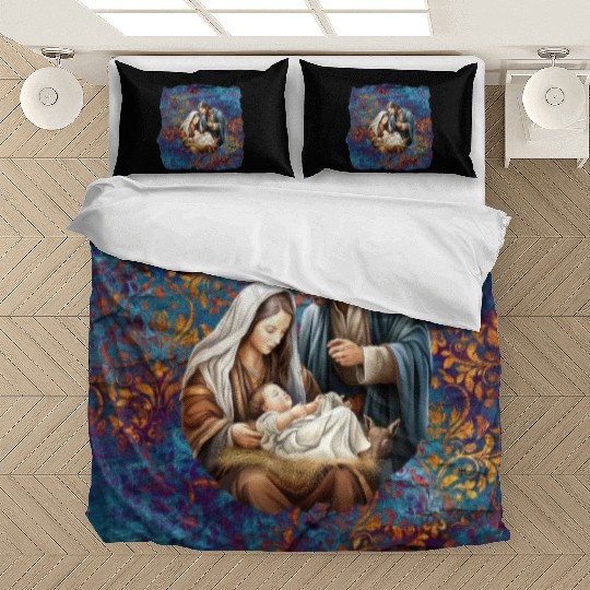Nativity scene with Mary Joseph Baby Jesus Bedding Sets