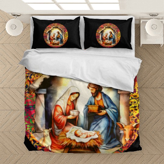 Nativity scene with Mary Joseph Baby Jesus Bedding Sets