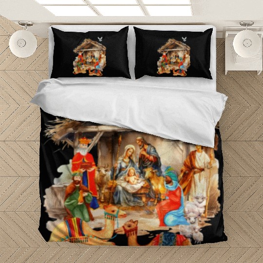 Nativity scene with Mary Joseph Baby Jesus Bedding Sets