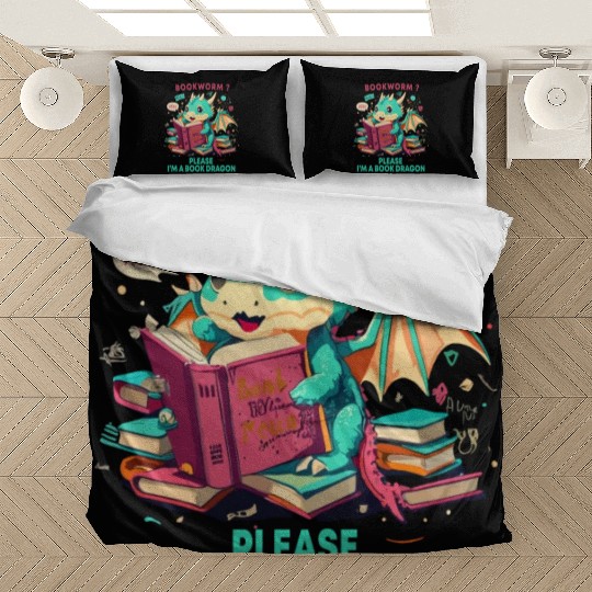 bookworm Please I'm A Book Dragon, Unisex graphic Bedding Sets