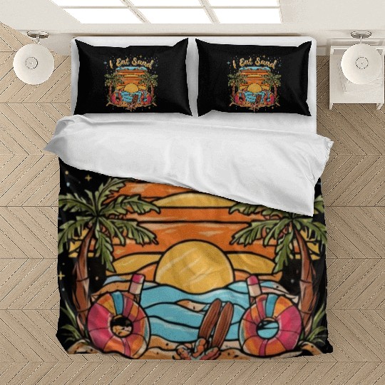 60s Psychedelic I Eat Sand and Sunrise Beach Bedding Sets