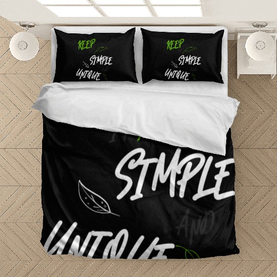 KEEP IT SIMPLE AND UNIQUE-WHITE GREEN LETTERING Bedding Sets