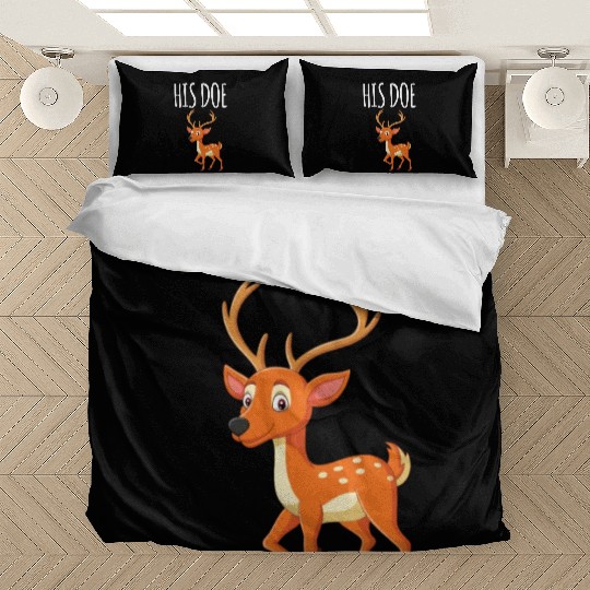 Her Buck His Doe Christmas Couple Bedding Sets Matching