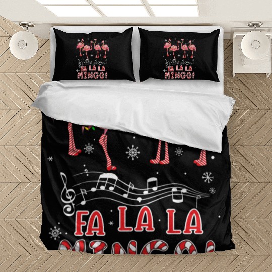 Candy Cane Flamingoes Fa La La Mingo Flamingo Bedding Sets