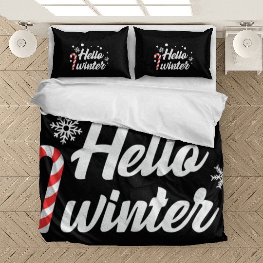 Hello Winter Christmas Candy Canes Bedding Sets