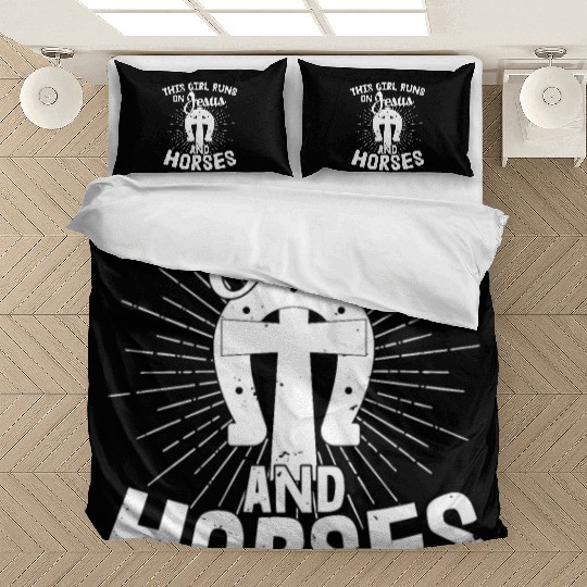 This Girl Runs On Jesus And Horses Equestrian Hors Bedding Sets