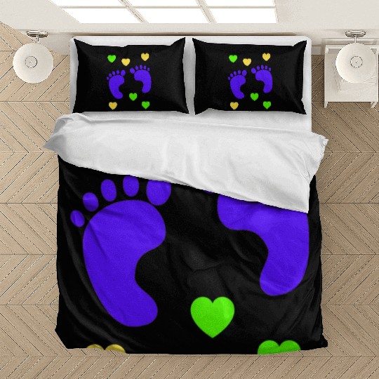 Gift for Baby Boy - Baby Feet With Hearts Bedding Sets