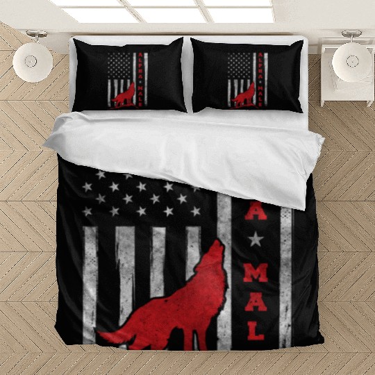 Patriotic American Wolf US Flag Bedding Sets