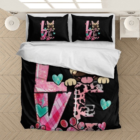 Frenchie Dog I Love My Dog Valentines Day Bedding Sets