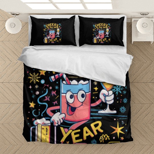 NYE Cheers To The New Year Happy Winter Holiday Bedding Sets