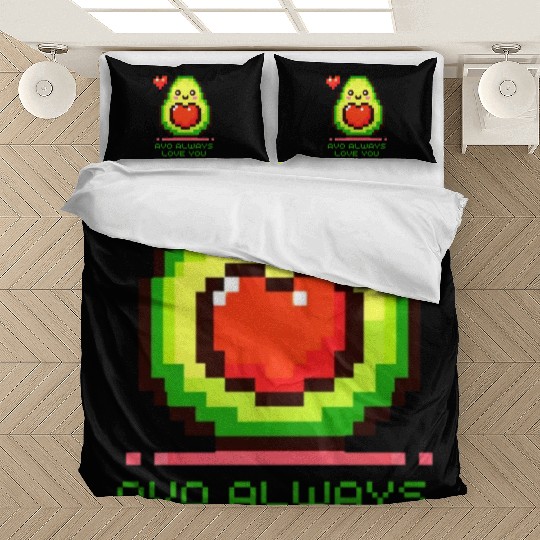 Avo Always Love You - Cheerful Pixel Avocado Bedding Sets