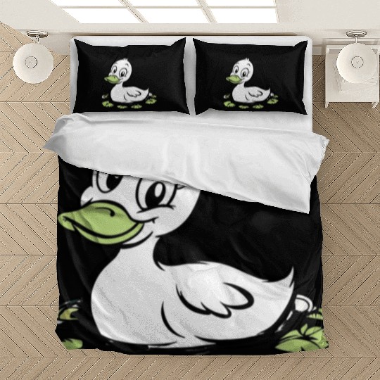 Cute duck swimming in a swamp Bedding Sets