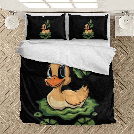 cute duck swimming in a swamp Bedding Sets