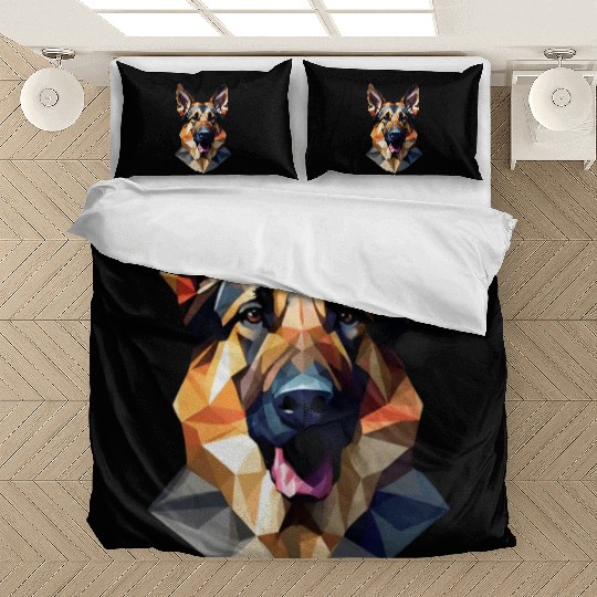 German shepherd dog, German dog, polygon art Bedding Sets